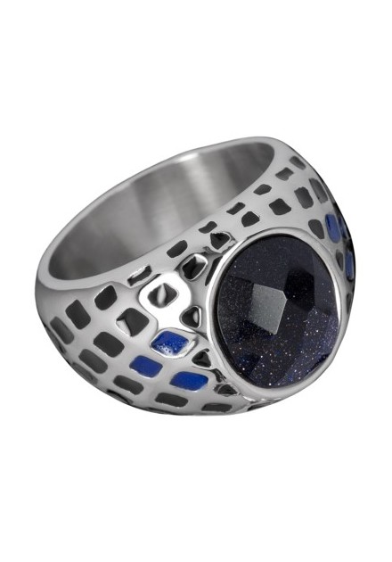 Anillo Piedra Negra Acero