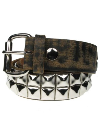 Cinturón pirámide 2 filas marrón Desgastado Cuero