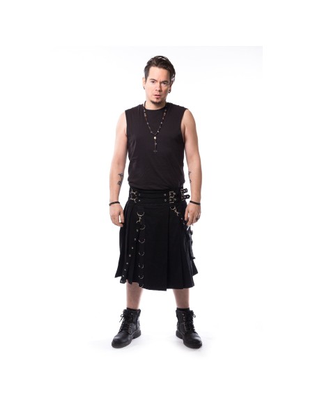 Falda / Kilt Negra para hombre con correas