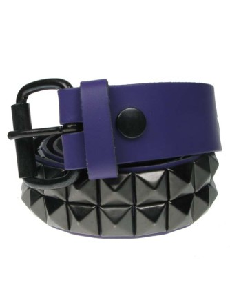Cinturón pirámide oscura 2 filas Morado Cuero