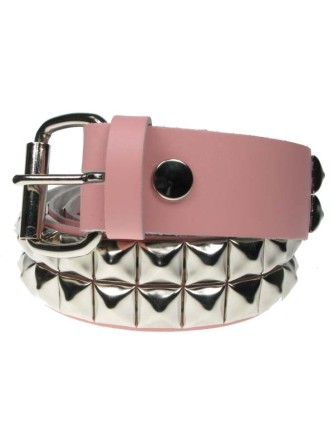 Cinturón pirámide 2 filas Rosa Claro Cuero