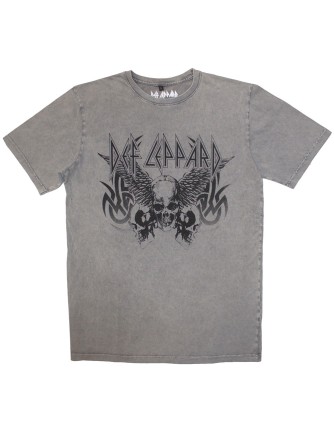 Camiseta DEF LEPPARD - Tribal Skull Lavada Stone Wash