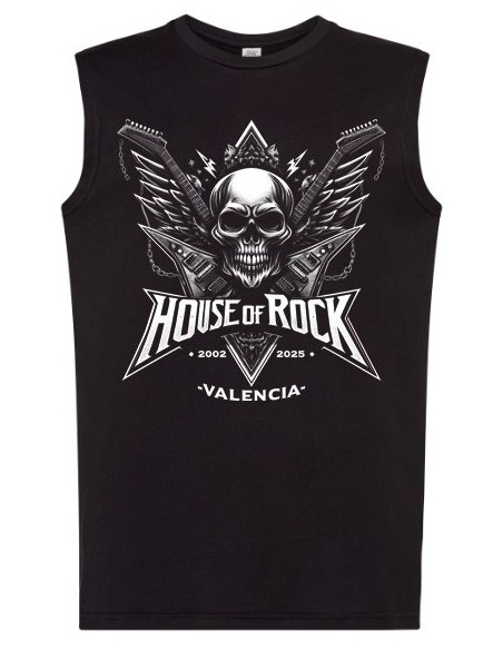 Camiseta HOUSE OF ROCK - Calavera Guitarras 2025 (sin mangas)