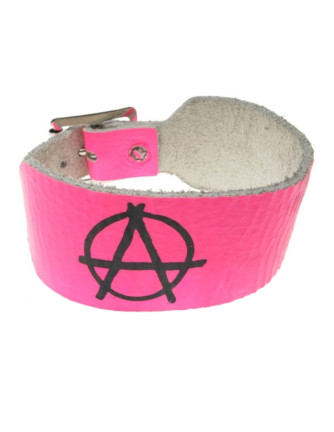 Muñequera Anarquía Anarchy Rosa Cuero