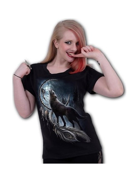 Camiseta FROM DARKNESS - Lobo Atrapasueños Chica Spiral