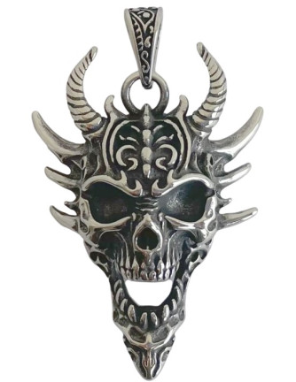 Colgante Calavera con Cuernos Acero