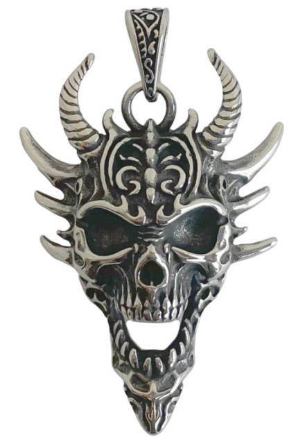 Colgante Calavera con Cuernos Acero