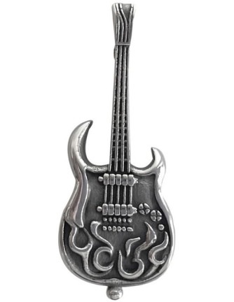 Colgante Guitarra en Llamas Acero (pequeña)