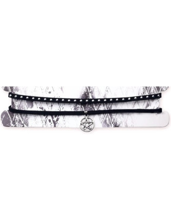 Gargantilla Gótica Rockie Pentagrama Remaches