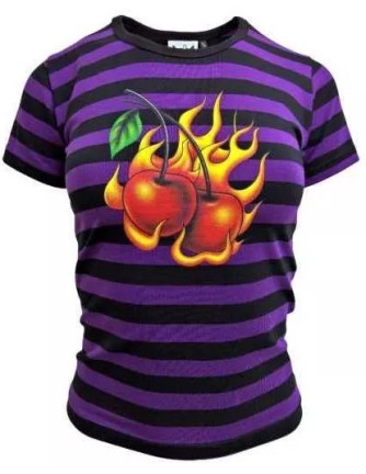 Camiseta Top para Chica CEREZAS CON FUEGO Morada y Negra