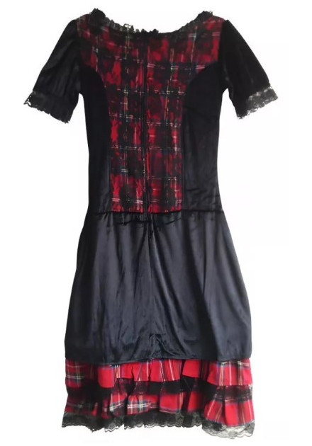 Vestido Escocés con Encajes