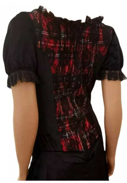 Vestido Escocés con Encajes