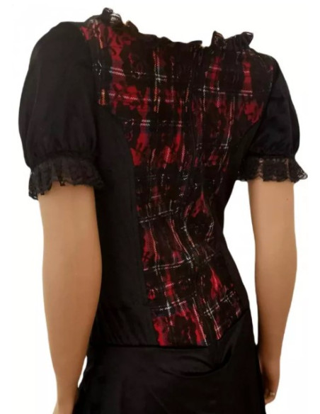 Vestido Escocés con Encajes