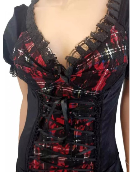 Vestido Escocés con Encajes