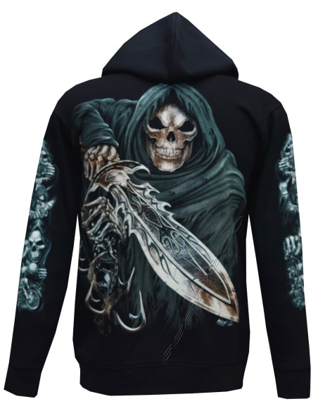 Sudadera Muerte con Espada y Calavera (con cremallera)