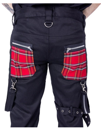 Pantalón ATHOL  Cremalleras Negro y Escocés 2