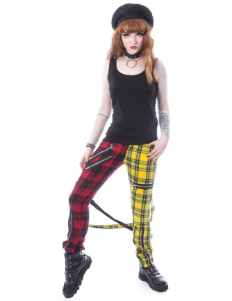 Pantalón ORDELIA  Cremalleras Correas Amarillo y Rojo...
