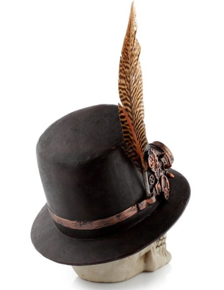 Calavera con Gafas, Sombrero con Pluma Steampunk