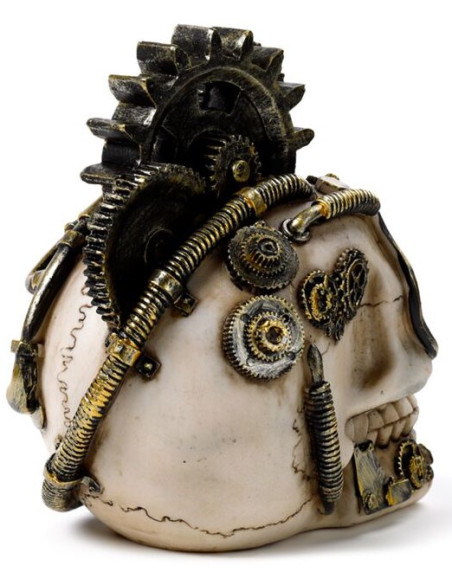 Calavera Steampunk con engranajes y muelles