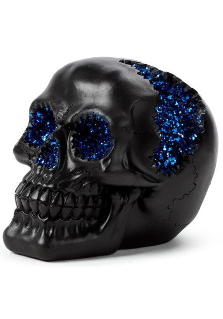 Calavera Negra con Cristales Azules