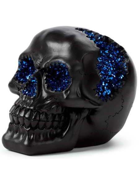 Calavera Negra con Cristales Azules