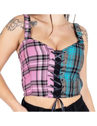 Top Azaria Escocés Rosa Azul Tirantes