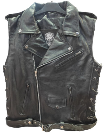 Chaleco cuero Cordones Laterales Rockero