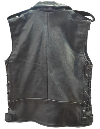 Chaleco cuero Cordones Laterales Rockero 2