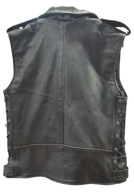 Chaleco cuero Cordones Laterales Rockero