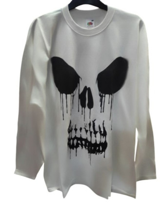 Camiseta Calavera Grande Manga larga Blanca