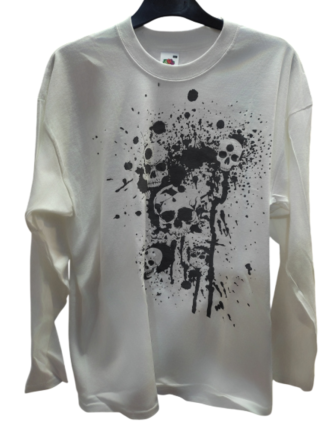 Camiseta Calaveras Disparos Manga larga Blanca