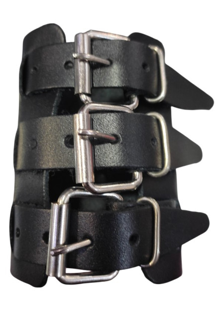 Muñequera cuero lisa tres hebillas