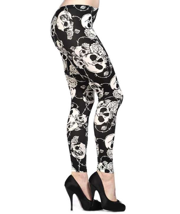 elásticos suaves largos. multicolor Skull Rose 2 sissycos Leggings para mujer con diseño de calavera Legging 