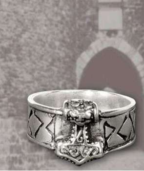 Anillo Martillo de Thor con Runas Plata