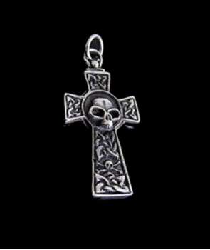 Colgante Cruz Celta Calavera Plata