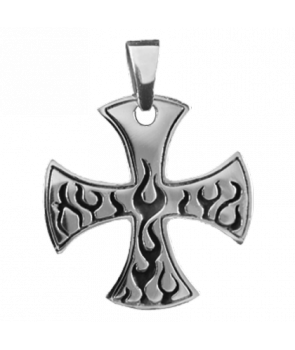Colgante Cruz Llamas Plata