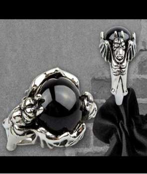 Anillo Dragones Piedra Negra Acero