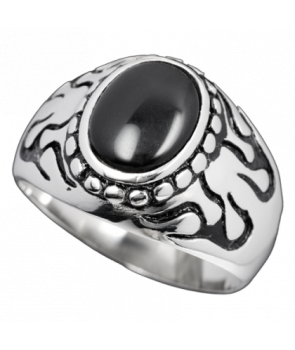 Anillo Piedra Ovalada Acero