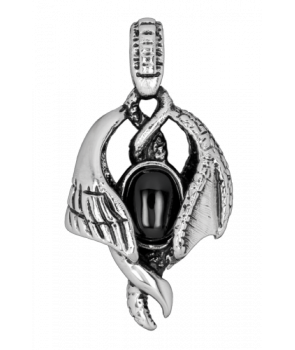 Colgante Alas Dragón Piedra Negra Acero