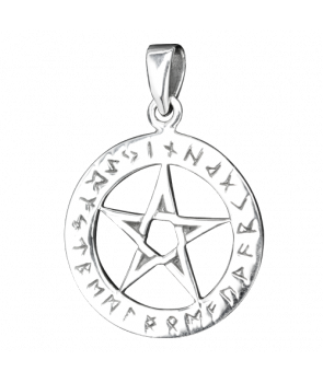 Colgante Pentagram con Runas Plata