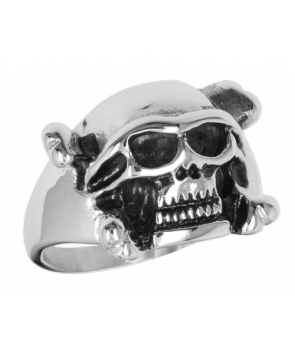 Anillo Calavera con casco Acero