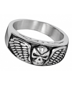 Anillo Skull Wings Acero