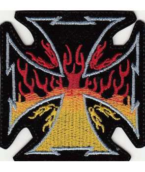 Parche IRON CROSS FLAMES Bordado