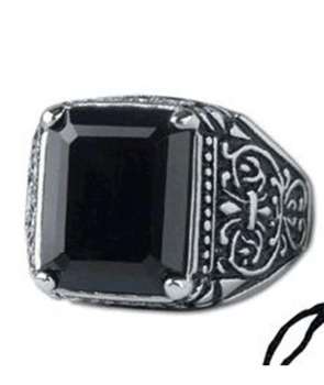 Anillo Piedra Negra Acero