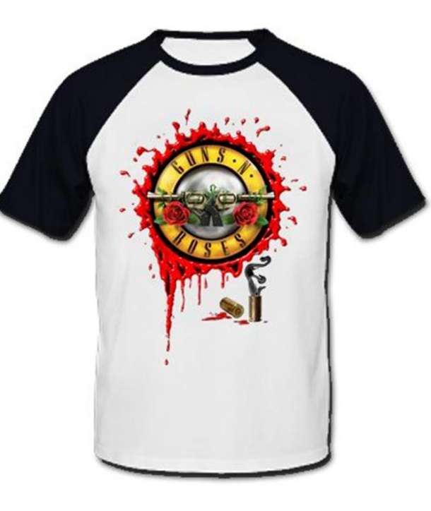 Camiseta GUNS N ROSES - Logo Bullet Blood Raglan