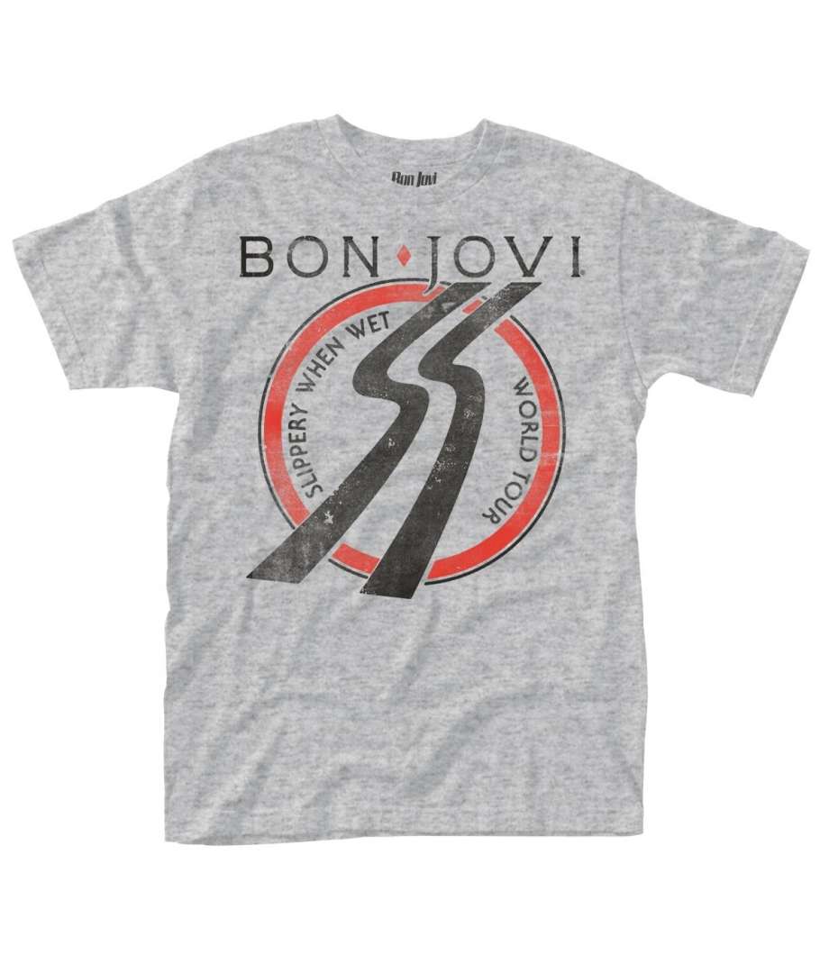 Irónico Transistor Bombero Camiseta BON JOVI - Slippery When Wet Tour - House of Rock
