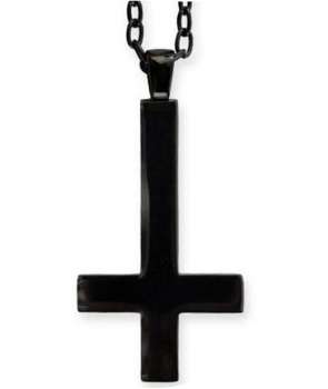 Colgante Cruz Invertida Negra Acero