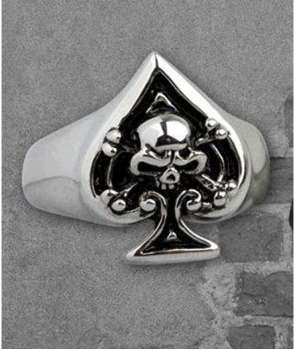 Anillo As de Picas Calavera  Acero