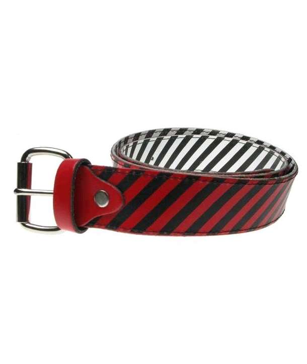 Cinturón Rayas Rojo /Blanco Reversible