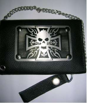 Cartera Cuero IRON CROSS - Skull con cadena